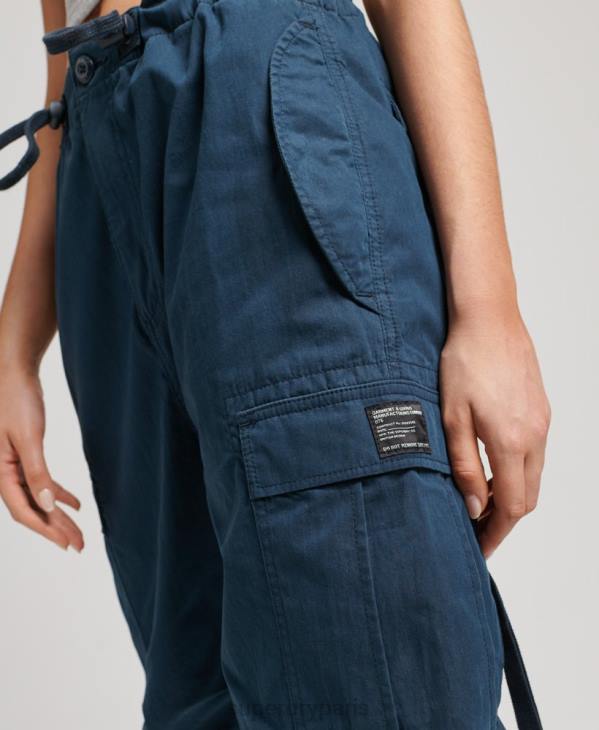 Superdry femmes pantalon adhérent parachute en coton bio D64Z2600 vêtements marine