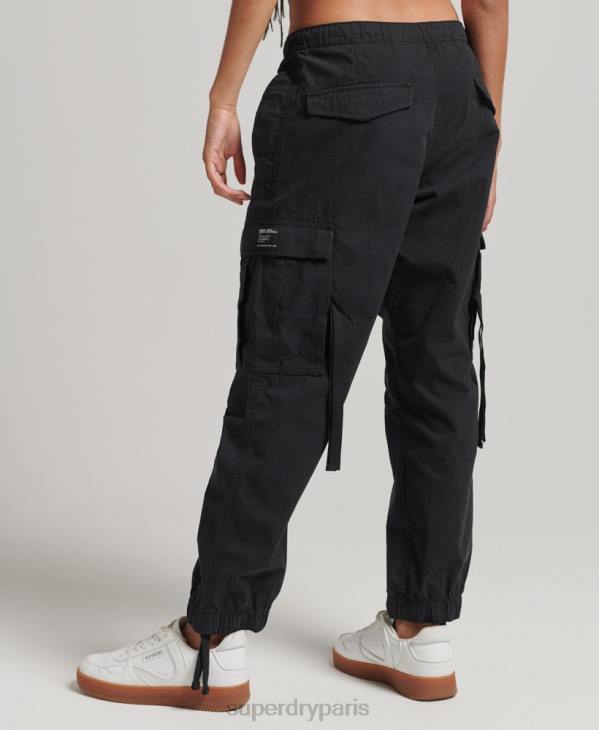 Superdry femmes pantalon adhérent parachute en coton bio D64Z2604 vêtements noir