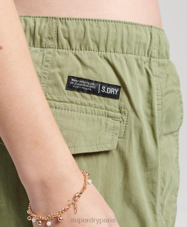 Superdry femmes pantalon adhérent parachute en coton bio D64Z2607 vêtements kaki