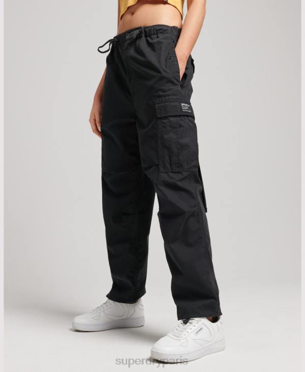 Superdry femmes pantalon adhérent parachute en coton bio D64Z2608 vêtements noir