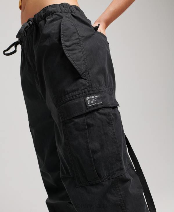 Superdry femmes pantalon adhérent parachute en coton bio D64Z2608 vêtements noir