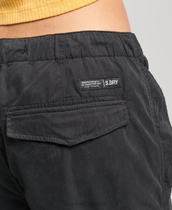 Superdry femmes pantalon adhérent parachute en coton bio D64Z2608 vêtements noir