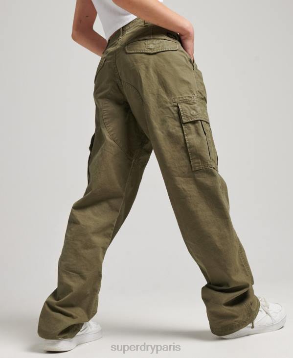 Superdry femmes pantalon cargo bouffant en coton bio D64Z2562 vêtements kaki