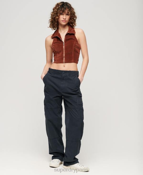 Superdry femmes pantalon cargo bouffant en coton bio D64Z2566 vêtements marine