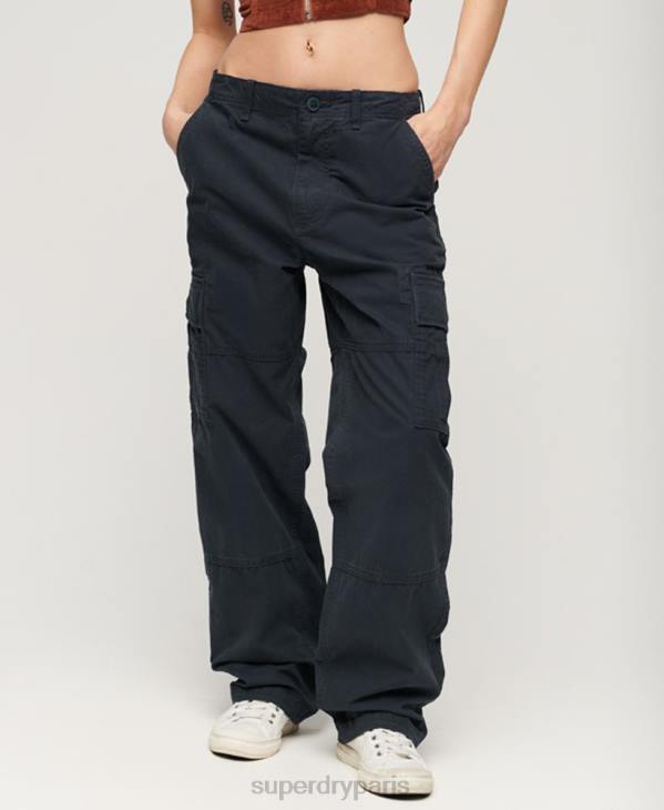 Superdry femmes pantalon cargo bouffant en coton bio D64Z2566 vêtements marine