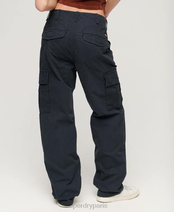 Superdry femmes pantalon cargo bouffant en coton bio D64Z2566 vêtements marine