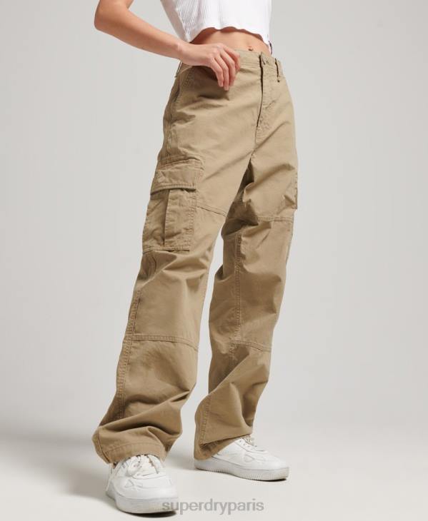 Superdry femmes pantalon cargo bouffant en coton bio D64Z2571 vêtements beige