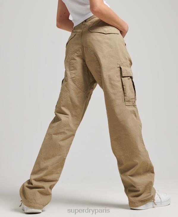 Superdry femmes pantalon cargo bouffant en coton bio D64Z2571 vêtements beige