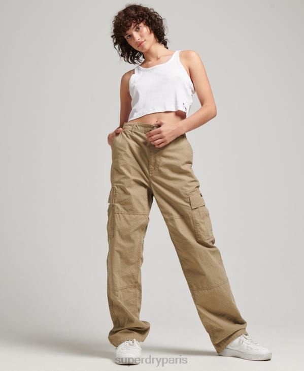 Superdry femmes pantalon cargo bouffant en coton bio D64Z2571 vêtements beige