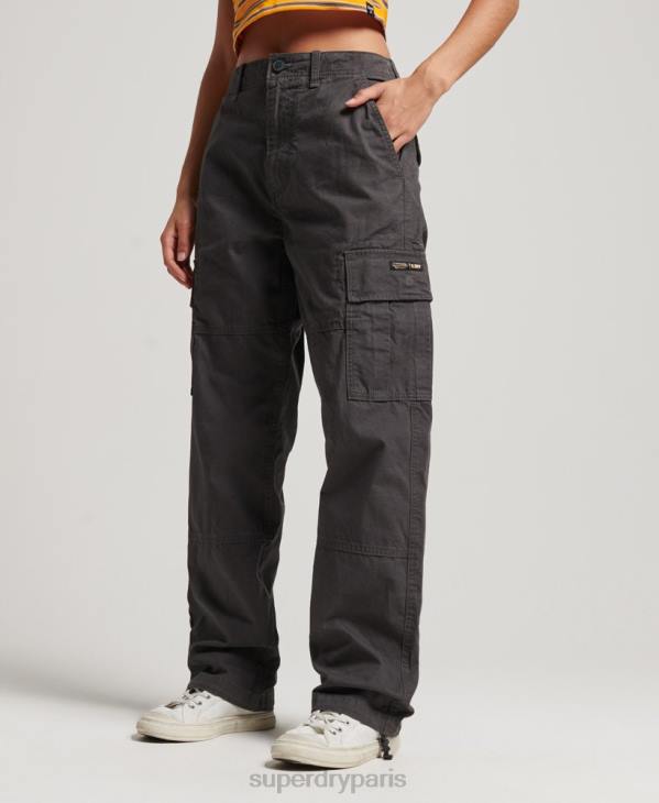 Superdry femmes pantalon cargo bouffant en coton bio D64Z2589 vêtements gris foncé