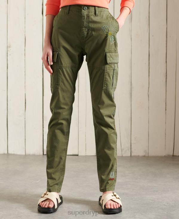 Superdry femmes pantalon cargo slim D64Z2609 vêtements vert