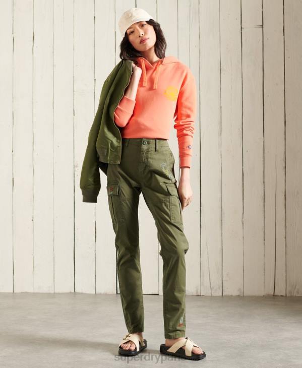 Superdry femmes pantalon cargo slim D64Z2609 vêtements vert