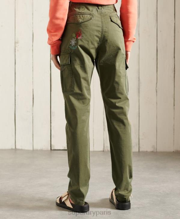 Superdry femmes pantalon cargo slim D64Z2609 vêtements vert