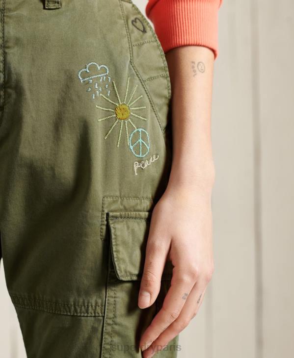Superdry femmes pantalon cargo slim D64Z2609 vêtements vert