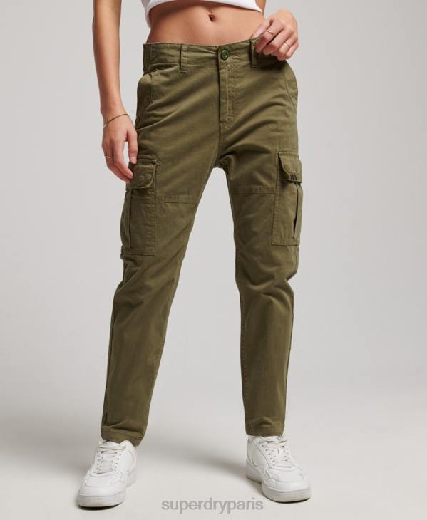 Superdry femmes pantalon cargo slim en coton bio D64Z2569 vêtements vert