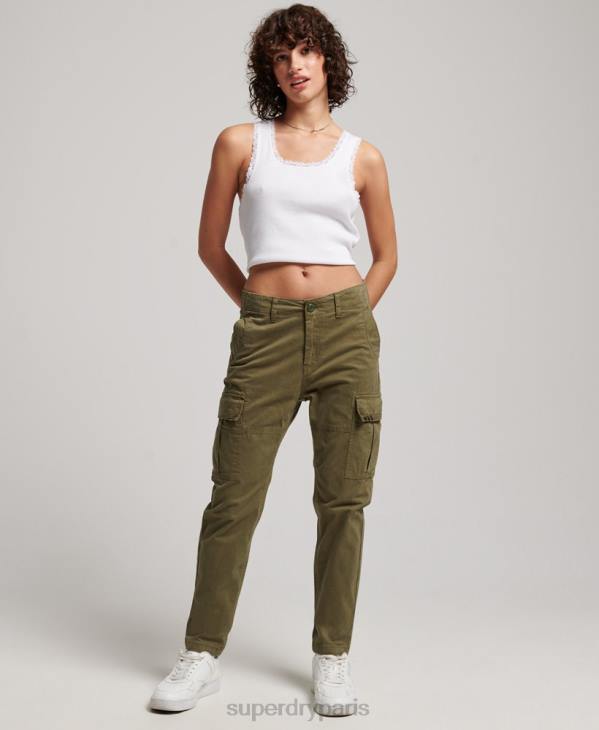Superdry femmes pantalon cargo slim en coton bio D64Z2569 vêtements vert