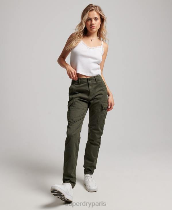 Superdry femmes pantalon cargo slim en coton bio D64Z2574 vêtements vert