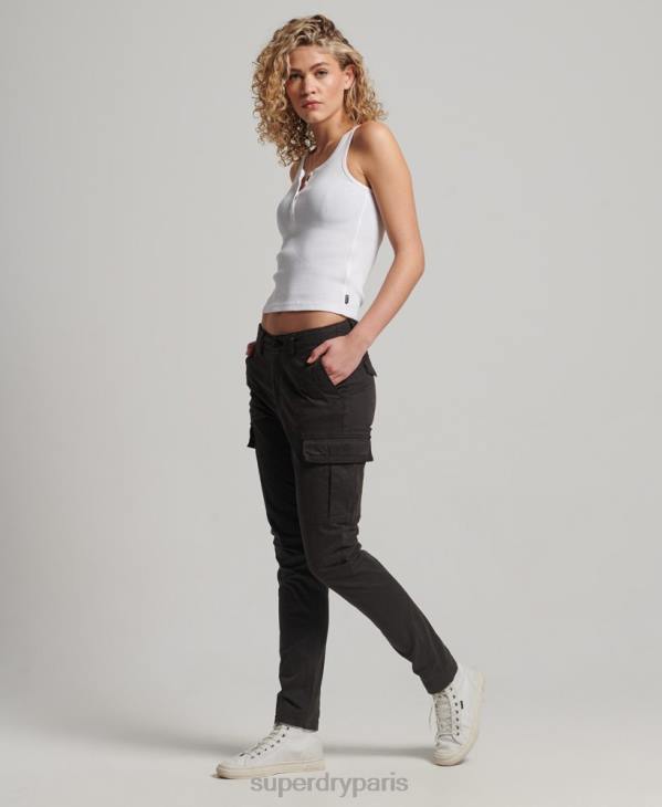 Superdry femmes pantalon cargo slim en coton bio D64Z2581 vêtements noir
