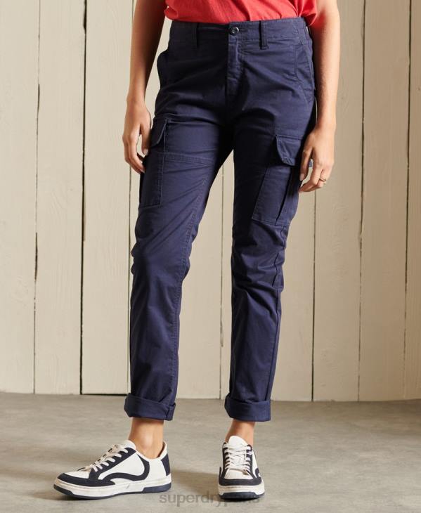 Superdry femmes pantalon cargo slim en coton bio D64Z2599 vêtements marine