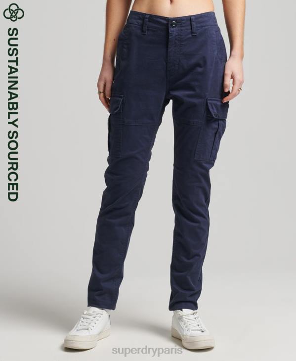 Superdry femmes pantalon cargo slim en coton bio D64Z6512 vêtements marine