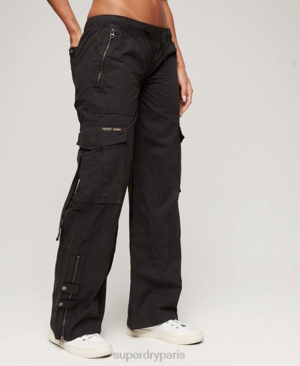 Superdry femmes pantalon cargo taille basse à jambe large D64Z1963 vêtements gris foncé