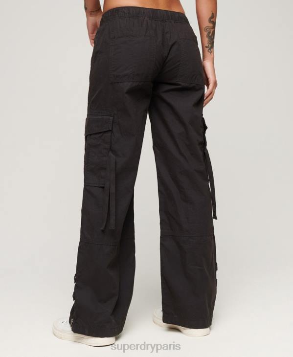 Superdry femmes pantalon cargo taille basse à jambe large D64Z1963 vêtements gris foncé