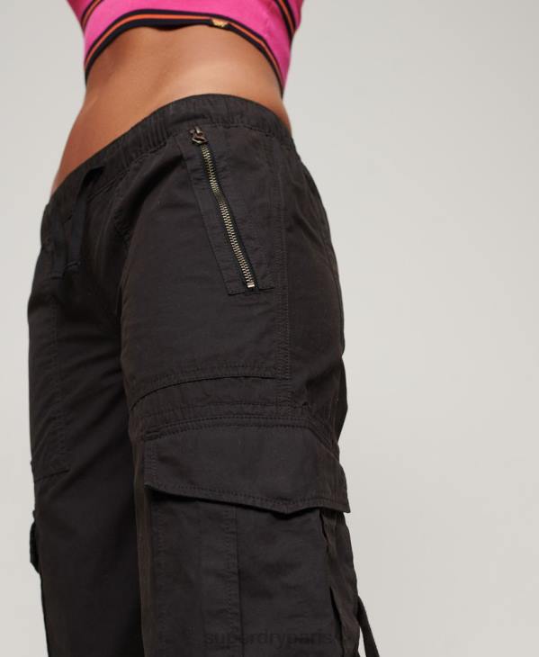 Superdry femmes pantalon cargo taille basse à jambe large D64Z1963 vêtements gris foncé