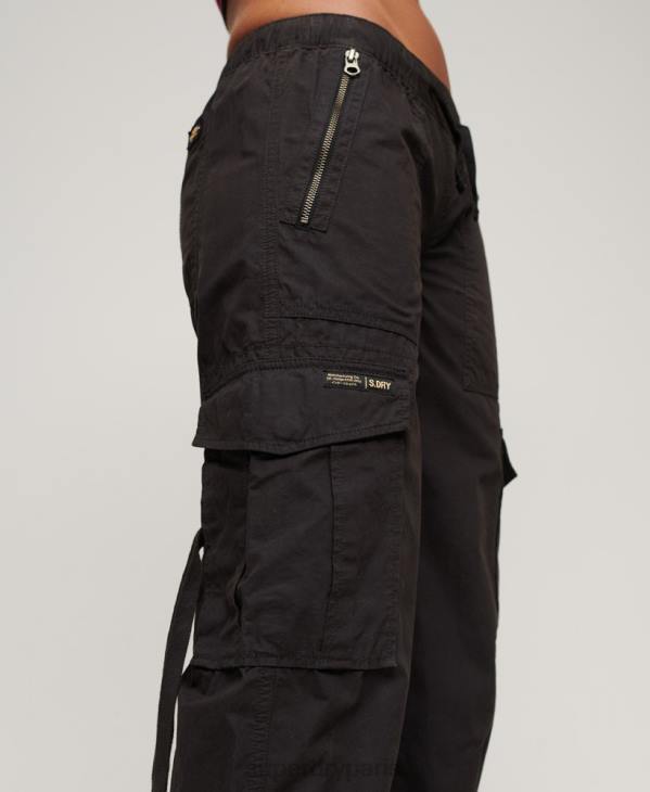 Superdry femmes pantalon cargo taille basse à jambe large D64Z1963 vêtements gris foncé