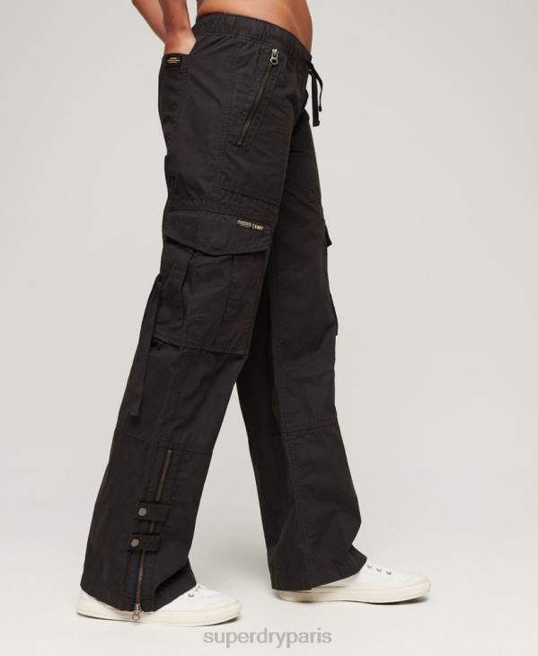 Superdry femmes pantalon cargo taille basse à jambe large D64Z1963 vêtements gris foncé