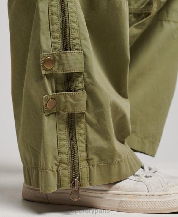 Superdry femmes pantalon cargo taille basse à jambe large D64Z2015 vêtements vert
