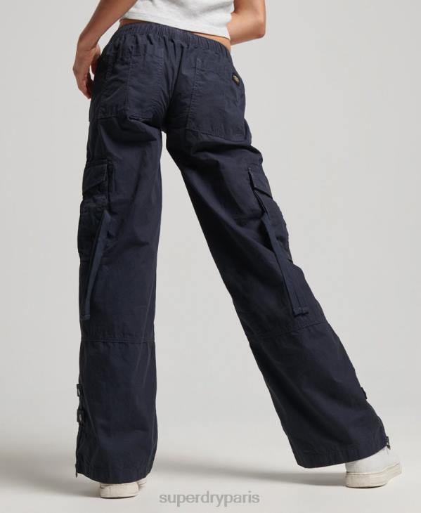 Superdry femmes pantalon cargo taille basse à jambe large D64Z2103 vêtements marine