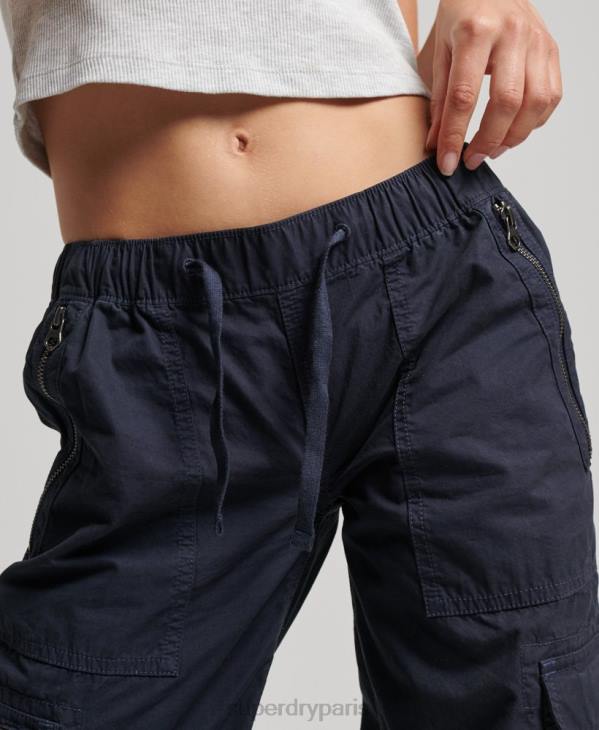 Superdry femmes pantalon cargo taille basse à jambe large D64Z2103 vêtements marine
