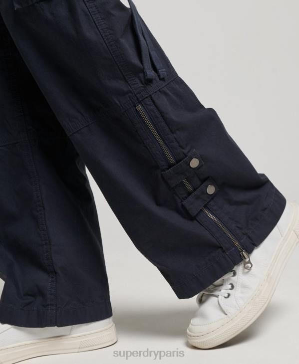 Superdry femmes pantalon cargo taille basse à jambe large D64Z2103 vêtements marine