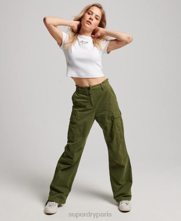 Superdry femmes pantalon cargo taille basse vintage D64Z2038 vêtements vert