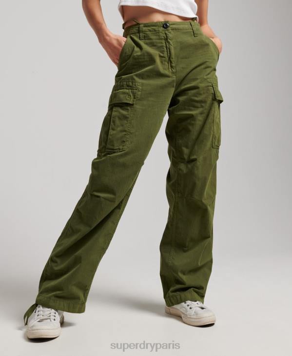 Superdry femmes pantalon cargo taille basse vintage D64Z2038 vêtements vert