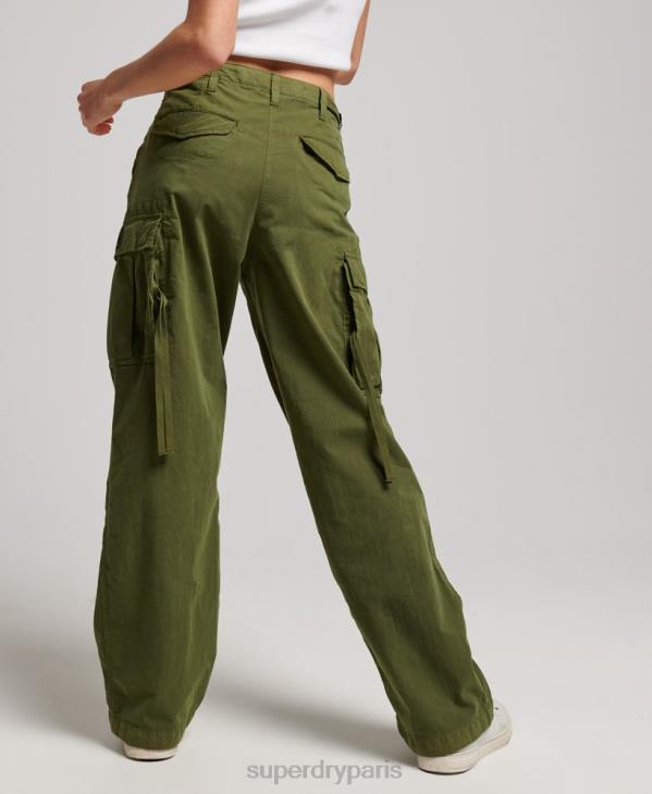 Superdry femmes pantalon cargo taille basse vintage D64Z2038 vêtements vert