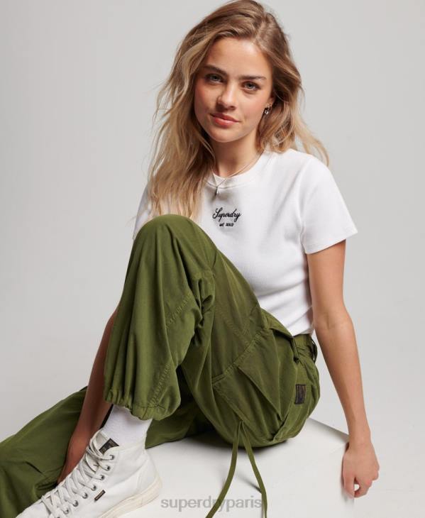 Superdry femmes pantalon cargo taille basse vintage D64Z2038 vêtements vert
