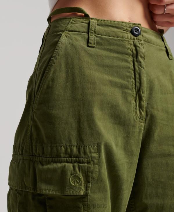 Superdry femmes pantalon cargo taille basse vintage D64Z2038 vêtements vert