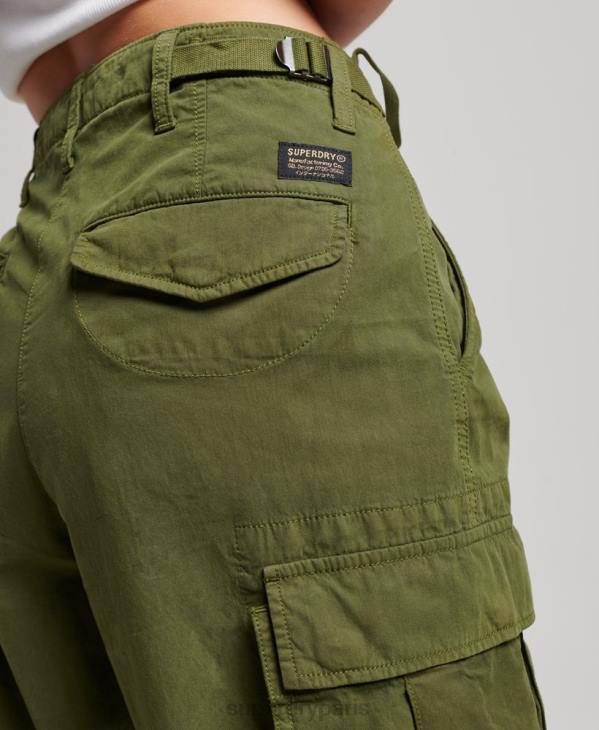 Superdry femmes pantalon cargo taille basse vintage D64Z2038 vêtements vert