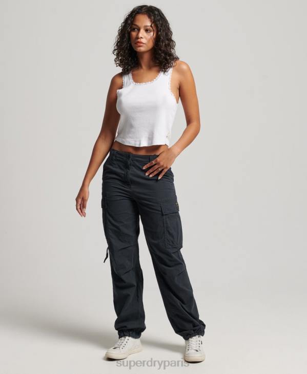 Superdry femmes pantalon cargo taille basse vintage D64Z2273 vêtements marine