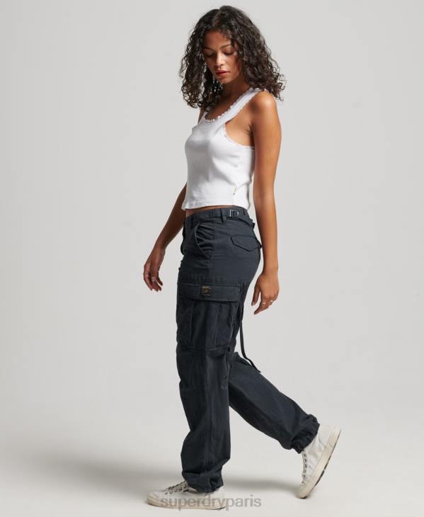 Superdry femmes pantalon cargo taille basse vintage D64Z2273 vêtements marine