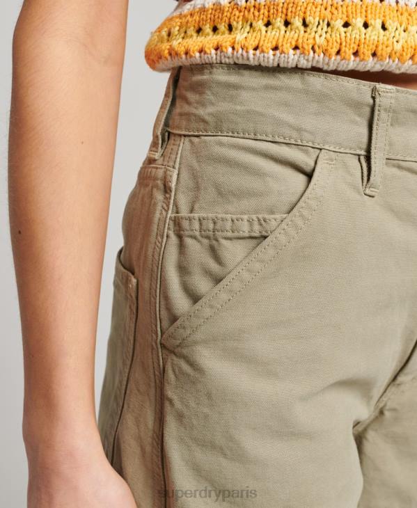 Superdry femmes pantalon charpentier large vintage en coton bio D64Z2556 vêtements vert