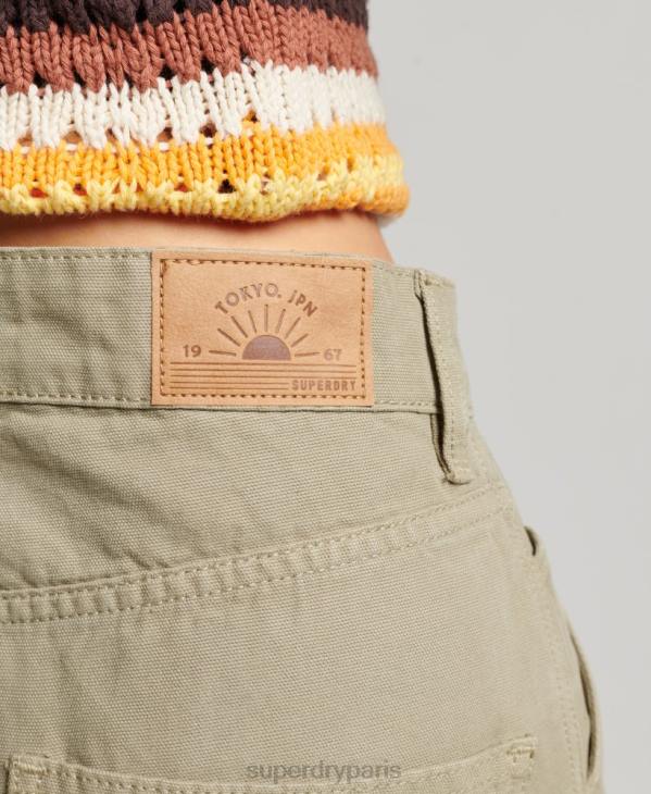 Superdry femmes pantalon charpentier large vintage en coton bio D64Z2556 vêtements vert