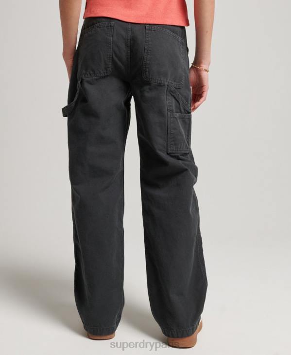 Superdry femmes pantalon charpentier large vintage en coton bio D64Z2557 vêtements gris foncé