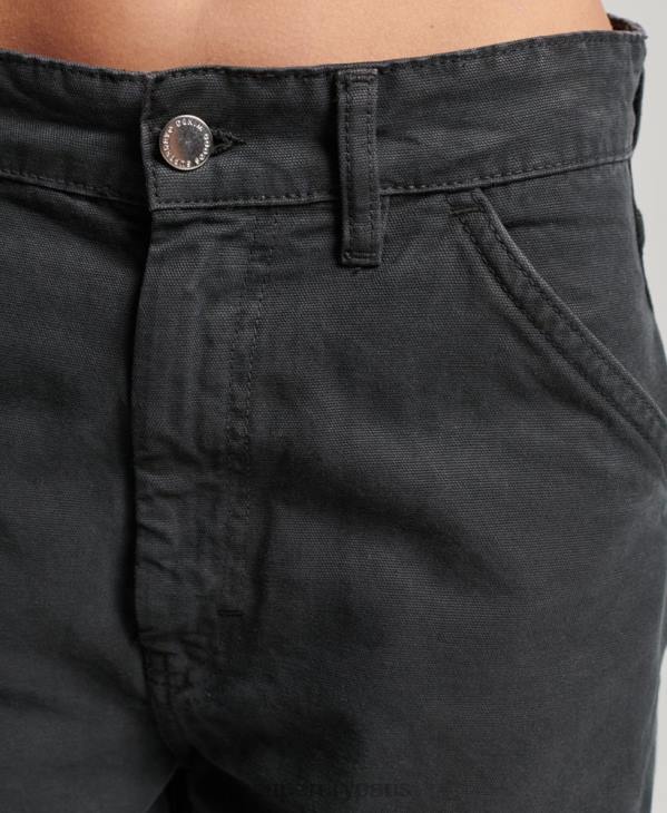 Superdry femmes pantalon charpentier large vintage en coton bio D64Z2557 vêtements gris foncé