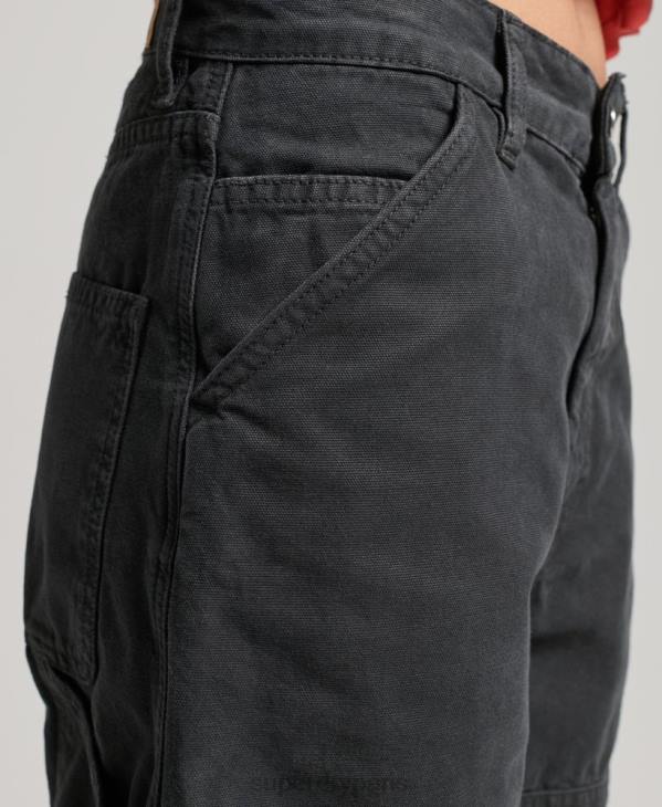 Superdry femmes pantalon charpentier large vintage en coton bio D64Z2557 vêtements gris foncé