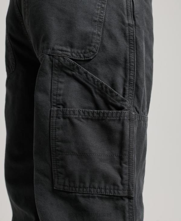 Superdry femmes pantalon charpentier large vintage en coton bio D64Z2557 vêtements gris foncé