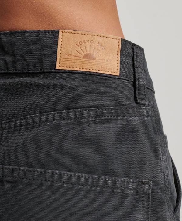 Superdry femmes pantalon charpentier large vintage en coton bio D64Z2557 vêtements gris foncé