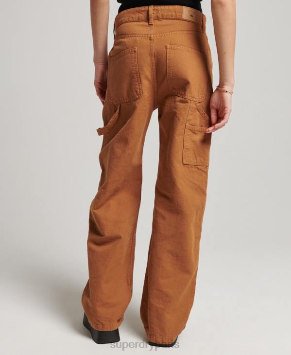 Superdry femmes pantalon charpentier large vintage en coton bio D64Z2561 vêtements brun
