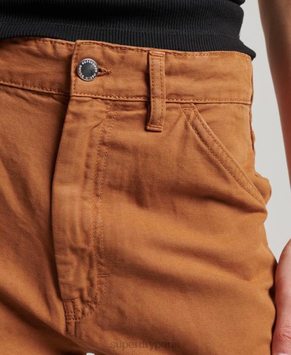 Superdry femmes pantalon charpentier large vintage en coton bio D64Z2561 vêtements brun